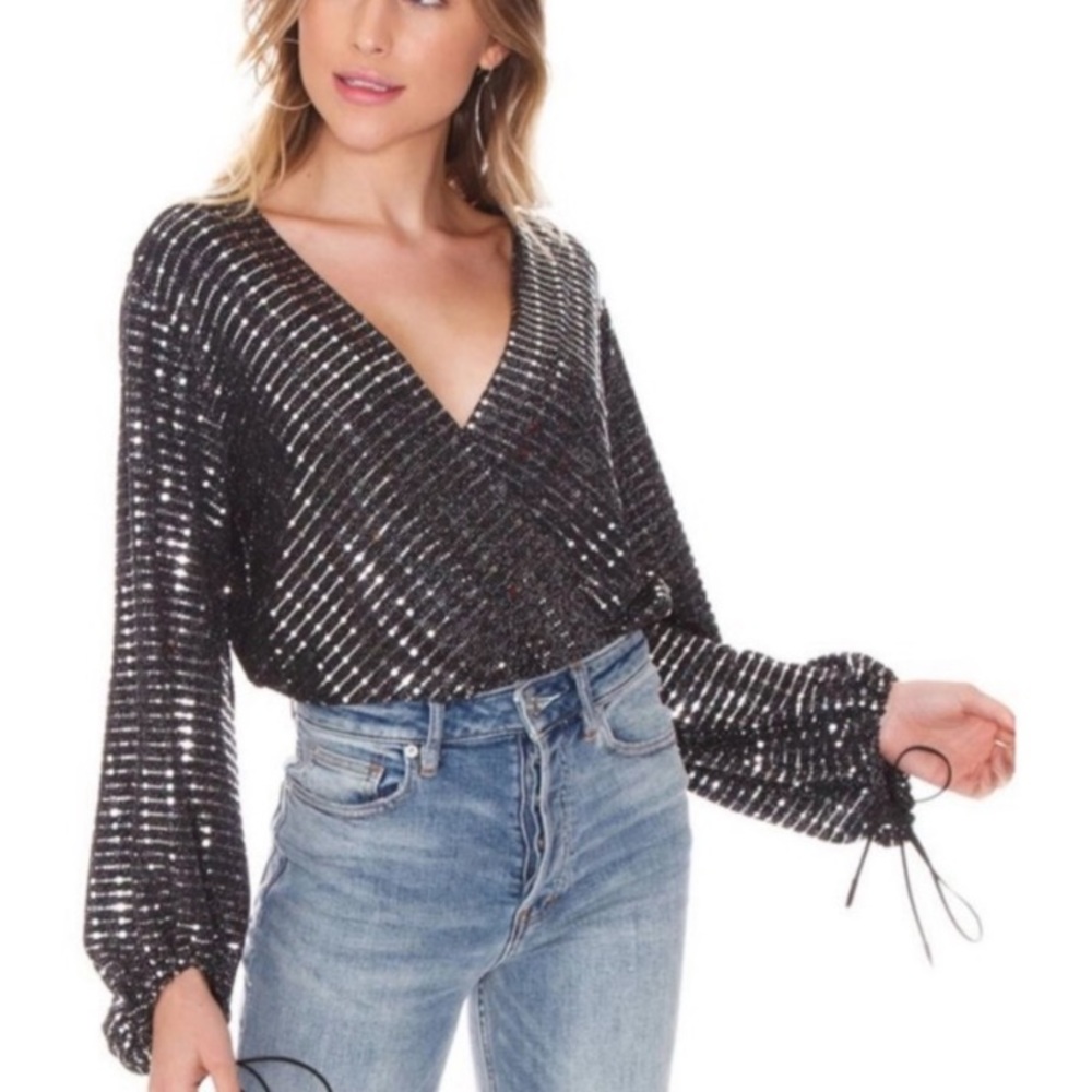 Sage the Label Black Sparkly Bodysuit